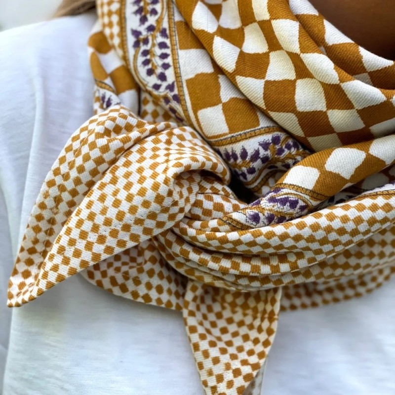 Foulard Damier - Caramel