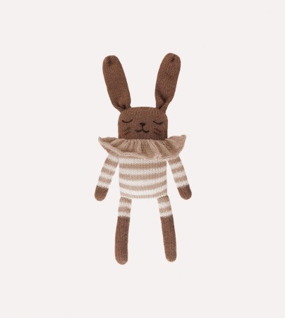 Doudou lapin - Combishort à rayures sable