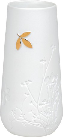 Vase Petit - Blanc feuille dorée