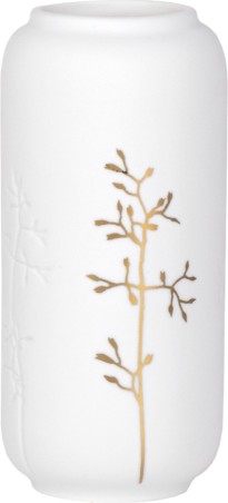 Vase petit - Blanc branche dorée