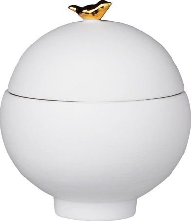 Boite porcelaine - oiseau doré