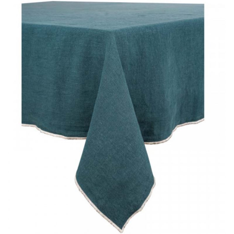 Nappe en lin Venise 160 x 300 - Bleu de Prusse