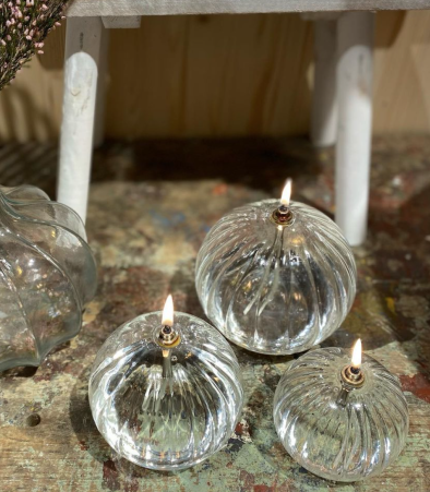 Lampe à huile Sphère striée - S