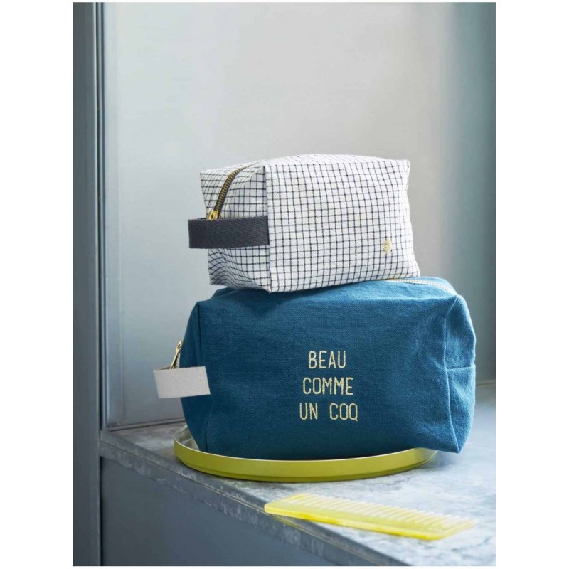 Trousse cube "Beau comme un coq" Iona bleu orage - GM