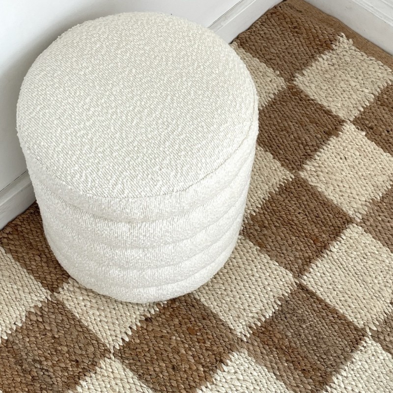 Pouf coffre bouclette - Ecru