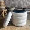 Pouf coffre bouclette - Ecru