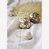 Nappe en coton 150x150 - Blanc et lurex doré