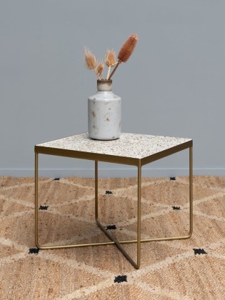 Table d'appoint Terrazzo et laiton