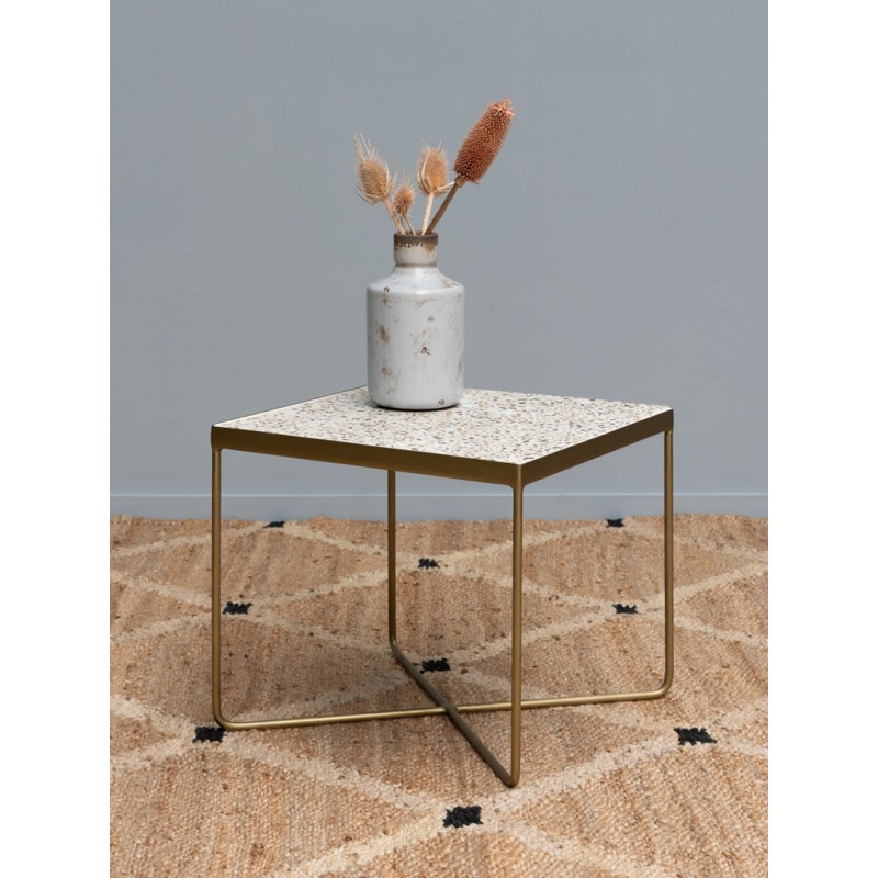 Table d'appoint Terrazzo et laiton