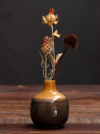 Petit vase en céramique - Brun et orange