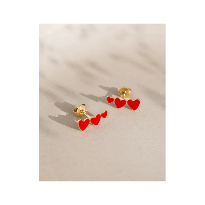 Boucles d'oreilles Clarisse - Email Rouge et or fin 24 carats