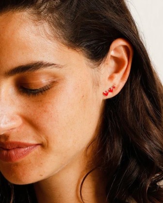 Boucles d'oreilles Clarisse - Email Rouge et or fin 24 carats