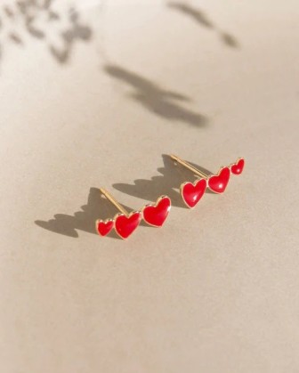 Boucles d'oreilles Clarisse - Email Rouge et or fin 24 carats