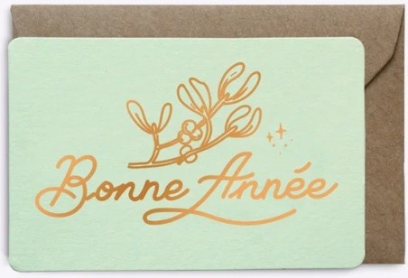 Mini-carte Bonne année Gui - Vert d'eau