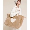 Cabas coeur en moumoute - beige