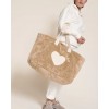 Cabas coeur en moumoute - beige