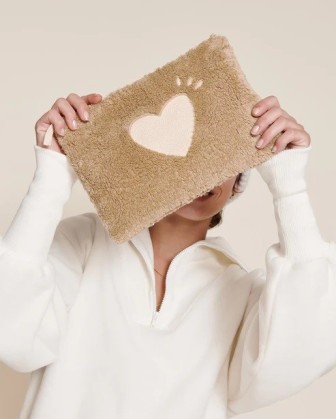 Pochette Cœur en moumoute - Brun