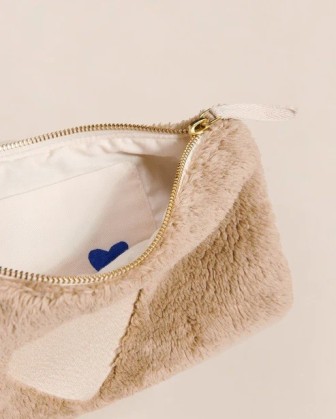 Pochette Cœur en moumoute - Brun