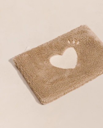 Pochette Cœur en moumoute - Brun