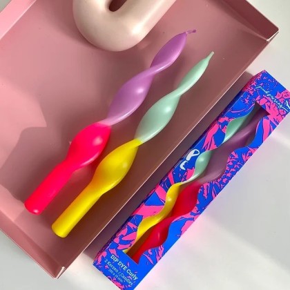 Duo de bougies torsadées - Miami Bleu