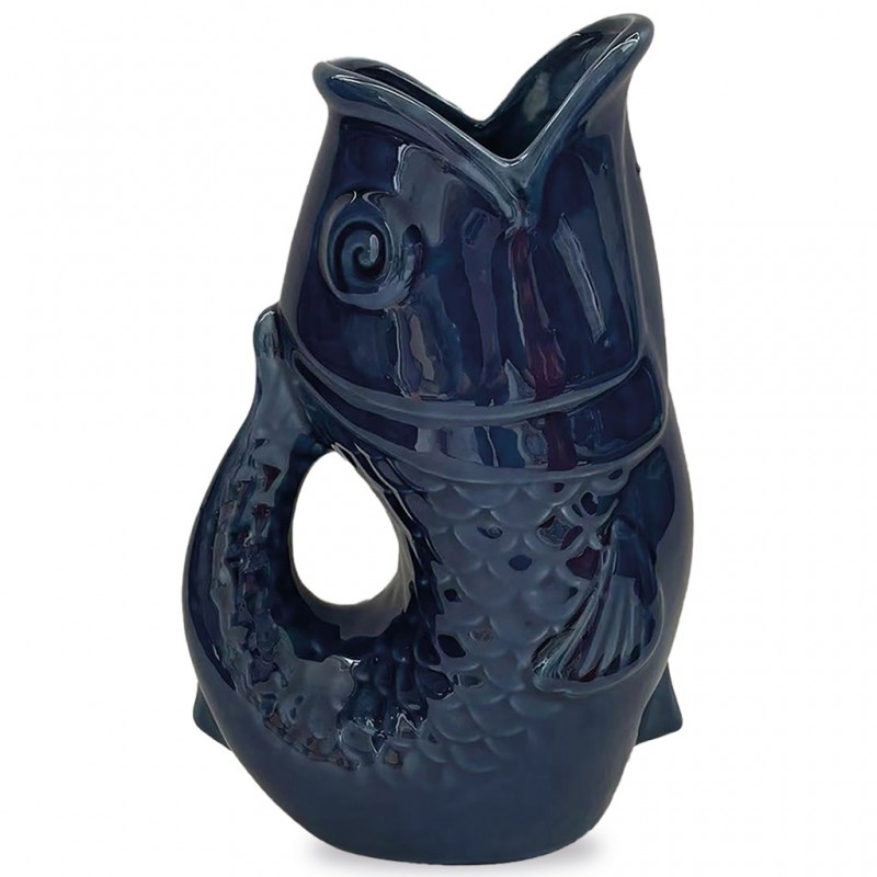 Grand vase ceramic Poisson - Bleu nuit