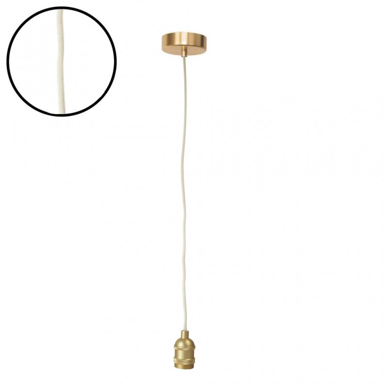 Suspension corde doré - Cable coton blanc