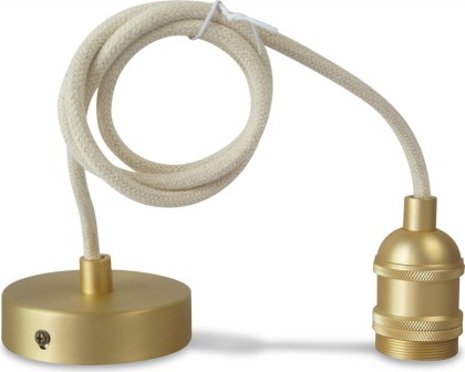 Suspension corde doré - Cable coton blanc
