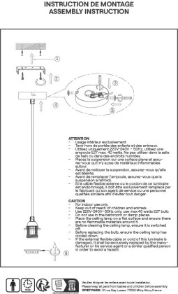 Suspension corde doré - Cable coton blanc