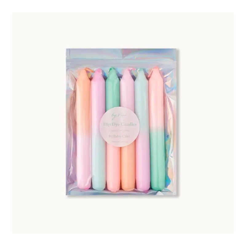 Set de 6 bougies colorées - Birthday cake