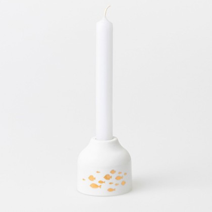 Bougeoir en porcelaine - Poissons