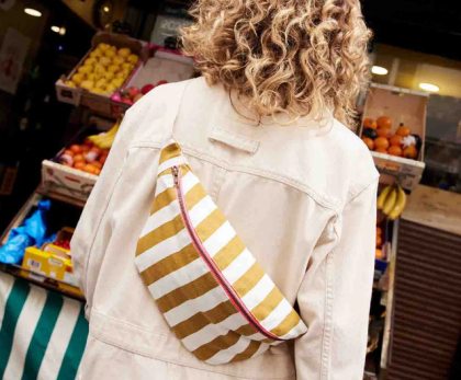 Sac banane Rayures - ecru / caramel