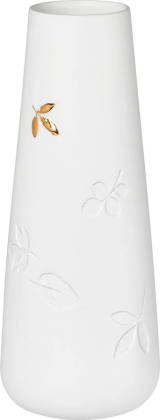 Vase - Blanc feuilles dorées
