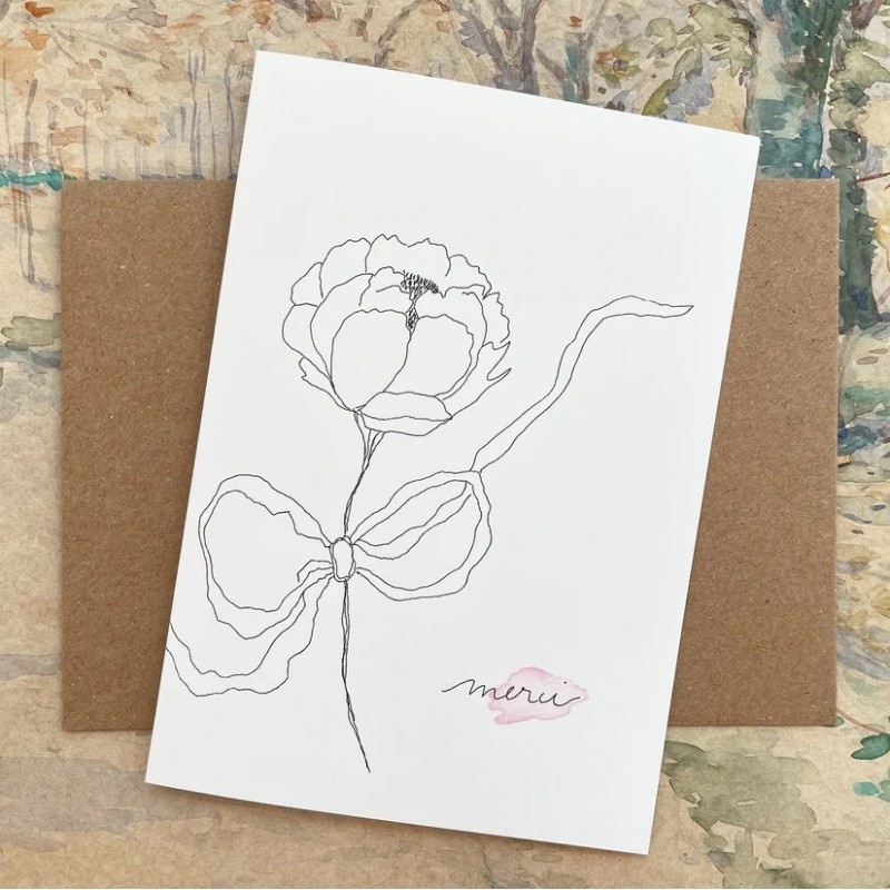 Carte double - Merci Pivoine