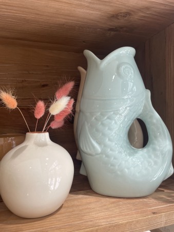 Vase ceramic Poisson GM - bleu givré