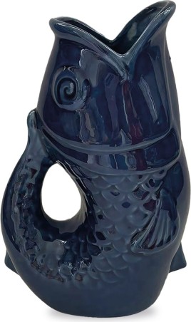 Grand vase ceramic Poisson - Bleu nuit