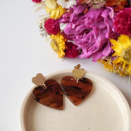 Boucles d'oreilles Maé - Marron