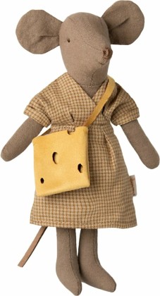 Robe jaune et sac à main - Maman souris