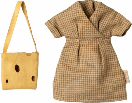 Robe jaune et sac à main - Maman souris