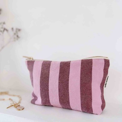 Pochette Sofia - Rayures Bordeaux / Bubble pink