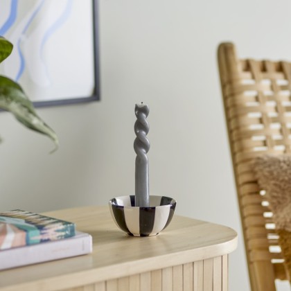 Bougeoir rayé - Noir