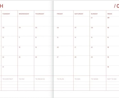 Agenda 18 mois - Fleur rouge