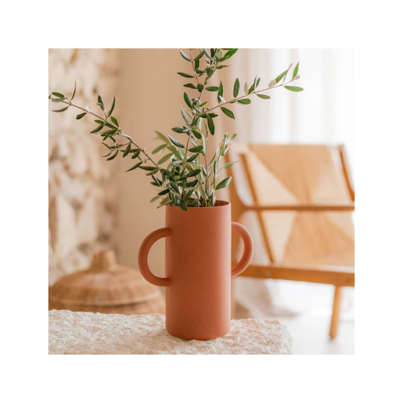 Vase anses mediterranea uni terracotta - Oustao