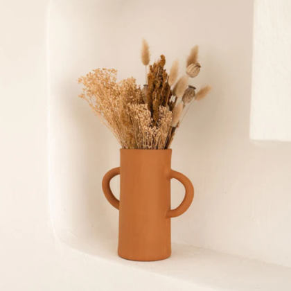 Vase anses mediterranea uni terracotta - Oustao