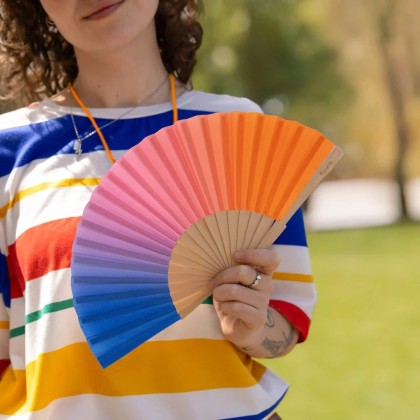 Eventail mini - dégradé rose et bleu- Fisura