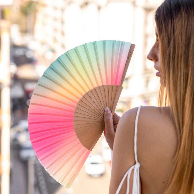 Eventail - « Gradient » rose et vert - Fisura