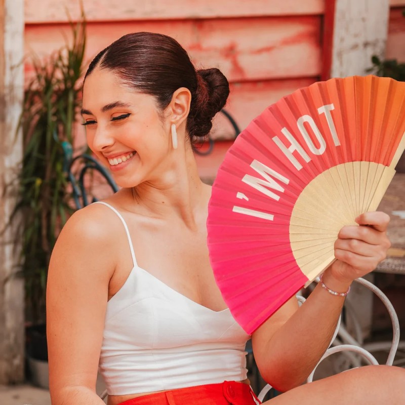 Eventail - I'm hot (rose et orange) - Fisura