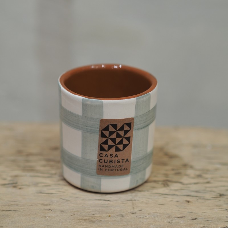 Tasse espresso à carreaux - sauge