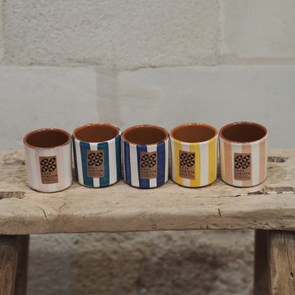 Tasse espresso rayures verticales - Bleu canard (teal)