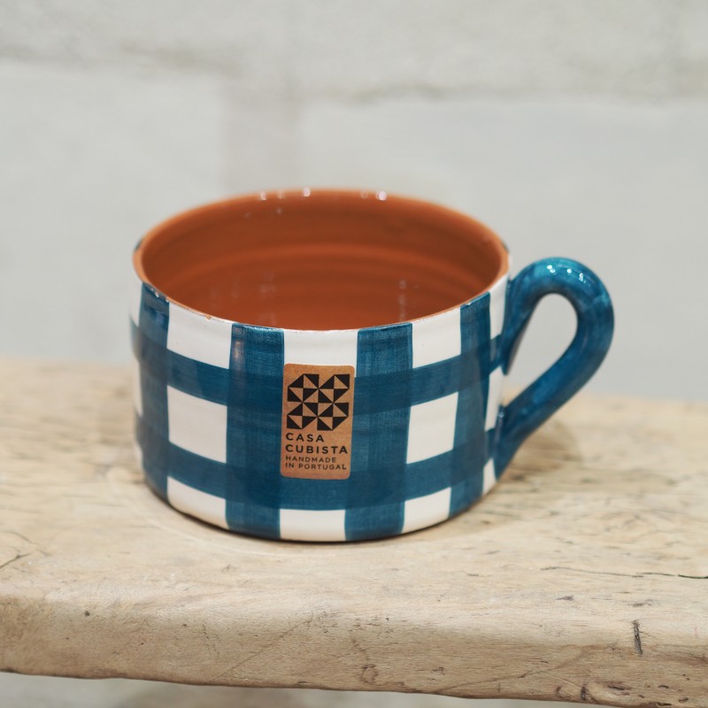 Mug large à carreaux - Bleu canard (teal)