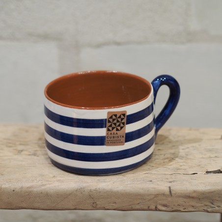 Mug large rayures horizontales - bleu